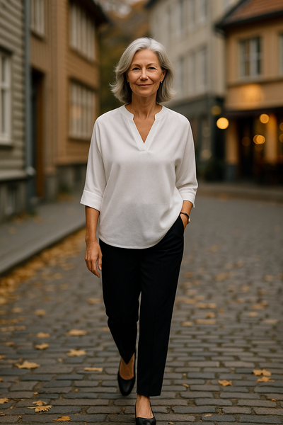 Sarah™ - Myk Og Stilren Bluse Med V-hals
