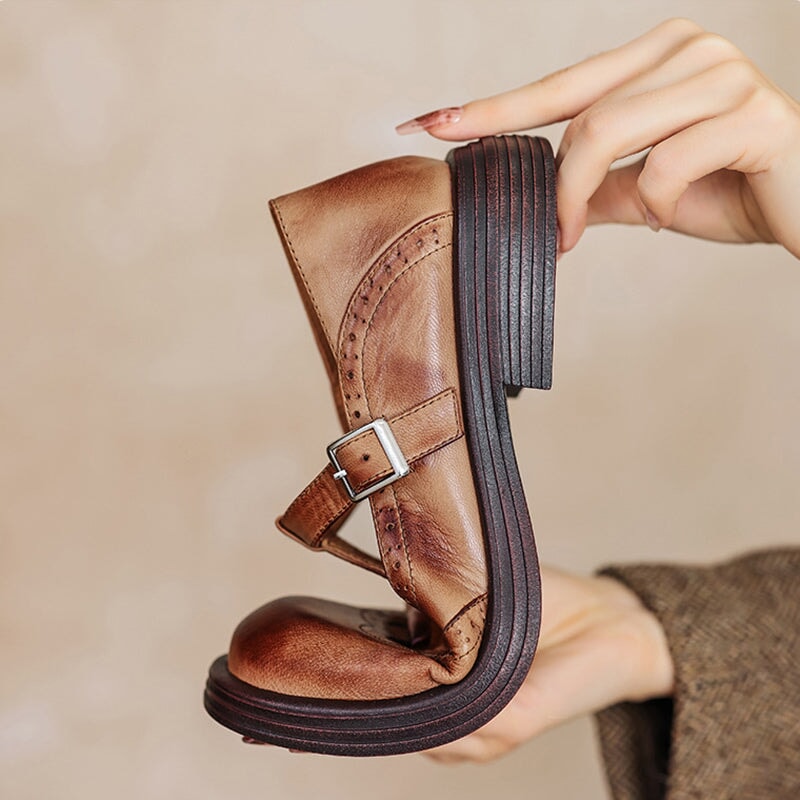Velda - Elegante mary janes i skinn