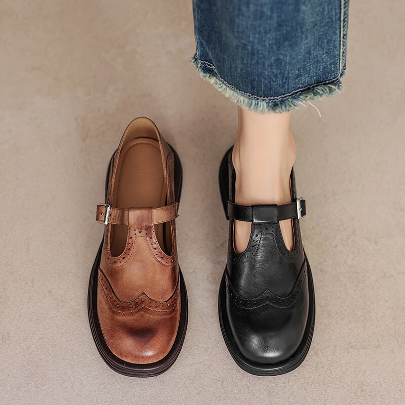 Velda - Elegante mary janes i skinn