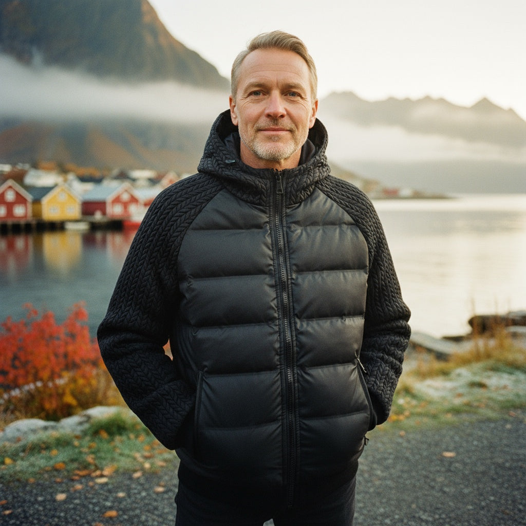Oskar - Herrejakke vindtett og polstret med hette